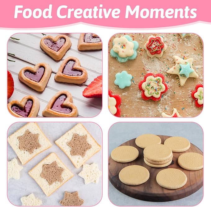 12 Pcs Cookie Cutters Biscuit Cutter Fruit Cutter Shapes Stainless Steel Fondant Cake Mold Heart Flower Star Round Shapes Metal Cutters for Baking