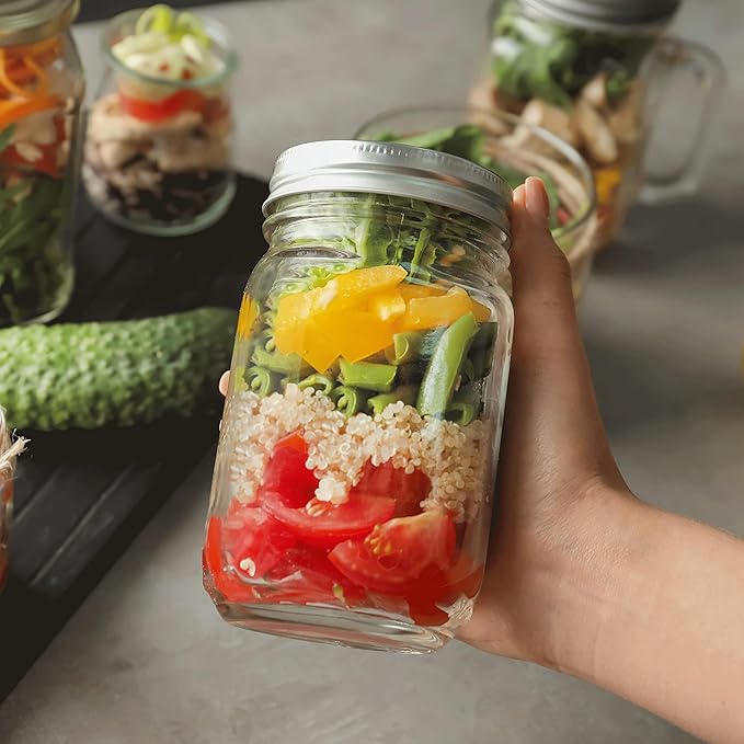DISCOUNT PROMOS 10 Decorating Mason Jars Set, 12 oz. - Canning, Aluminum Lid - Clear