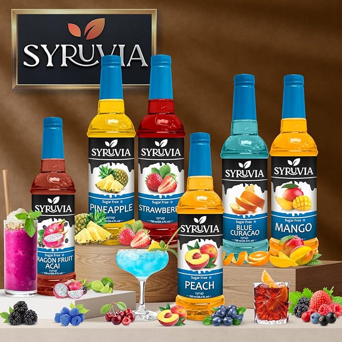 Syruvia Sugar-Free Watermelon Syrup, Flavored Syrup for Drinks, Cocktails, Lemonades, Iced Teas, and Desserts – 25.4 fl oz