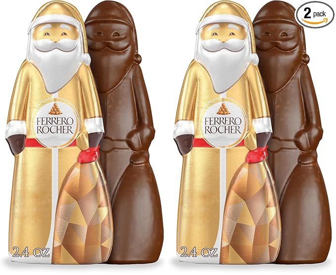 Ferrero Rocher, Milk Chocolate Hazelnut Hollow Santa, Holiday Chocolate Gift, 2.4 oz (Pack of 2)