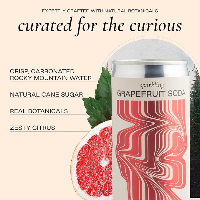Strongwater Sparkling Grapefruit Soda - 12 Pack Cans (8.4 Fl Oz Each) - Premium Craft Cocktail Mixer Made with Rocky Mountain Water, Grapefruit, Sea Salt - Real Cane Sugar, No Artificial Flavor