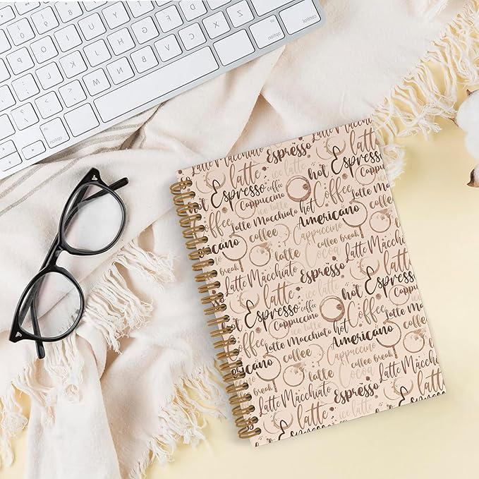 Coffee Themed Spiral Notebook, Coffee Gifts for Women, Coffee Tasting Journal Notebook, Coffee Notebooks for School Work, Coffee Lover Office Supplies Gifts for Women Men, 5.5x8.3 Inch