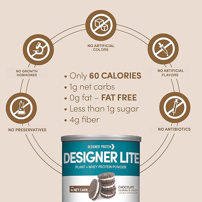 Designer Wellness, Designer Lite, Low Calorie Natural Protein, Prebiotic Fiber, Key Vitamins & Minerals, Vanilla Cupcake and Chocolate Cookies & Cream Bundle