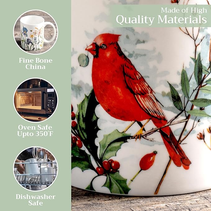 Maison d' Hermine Coffee Mug with Handles Fine Bone China Mugs Pack of One Tea Cups for Hot Beverages Cappuccino Latte Home Restaurant Office Perfect for Gift (Morzine - Morzine, 15 Ounce)