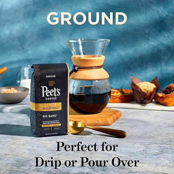 Peet's Coffee, Medium Roast Ground Coffee - Big Bang 36 Ounces (2 Bags of 18 Ounces)