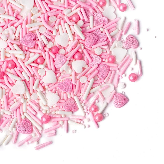 Sweets Indeed Sprinkles Heart Edible Mix Perfect for Cake Decorations Baking Ice Cream Cookies Cupcake Topper 4 ounces