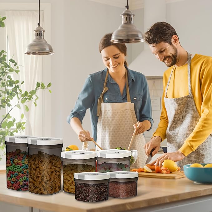 Airtight Food Storage Containers, 1.6 QT Coffee Canister Set with Magnetic Scoop, BPA Free, Ideal for Coffee, Spices, Herbs, Candy & Snacks, Keeps Freshness, Easy to Clean, 2 Pieces