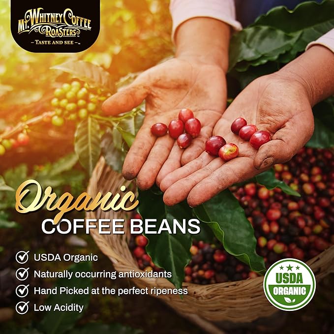 Mt. Whitney Organic Papua New Guinea, Medium Dark Roast, Low Acid Coffee (Ground 5Lb)
