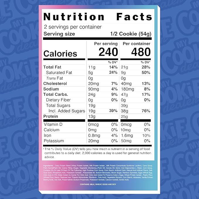 My Cookie Dealer Protein Cookies, Birthday Cake (12-Pack, 3.8oz Each) - 25g of Protein per Cookie - Individually Wrapped Workout Snacks for On-The-Go Travel