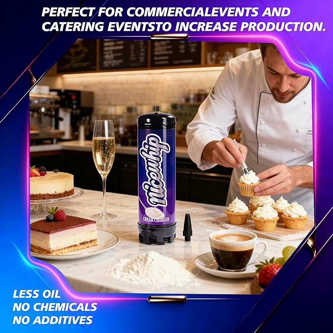 2.2L 1360G Whipped Cream Charger Tank (1 Pack), Cartridges for Desserts & Cocktails, for Whipping Cream, Desserts, Culinary Foams - Food Grade, Easy Use, High Yield