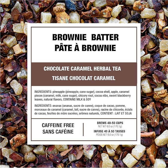 Tiesta Tea - Brownie Batter, Loose Leaf,Chocolate Caramel Herbal Tea, Non-Caffeinated Herbal Blend, Makes Hot or Iced Up to 40-50 Cups, 6oz Refillable Tin