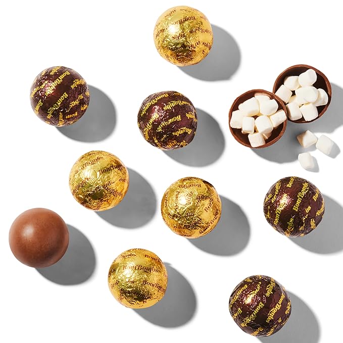 Bombombs Hot Chocolate Bombs, Classic Milk Chocolate Cocoa Bomb Gift Set, Includes 2 Flavors; Caramel Candy and Fudge Brownie Filled with Mini Marshmallows, Set of 10