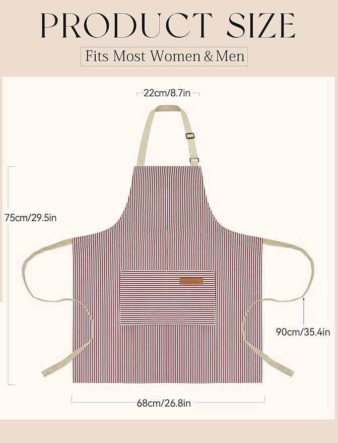 2 Pack Kitchen Cooking Aprons, Soft Aprons for Women Men with 2 Pockets Chef Apron with Adjustable Neck Strap and Long Tie