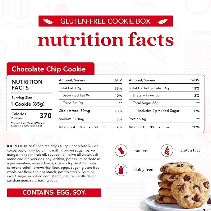 David's Cookies Gluten-Free Chocolate Chip Cookies 9-pack - Gourmet Cookies with No Added Preservatives - Fresh Bakery Dessert - Toddler and Kids Snacks for School