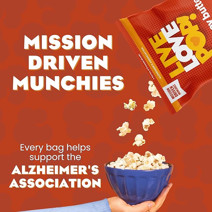 Live Love Pop Hot Honey Butter Flavored Gourmet Popcorn, 4.4 Oz (Pack of 6), Healthy Snack, Gluten Free, Vegan & Non-GMO, Mission Driven Munchies