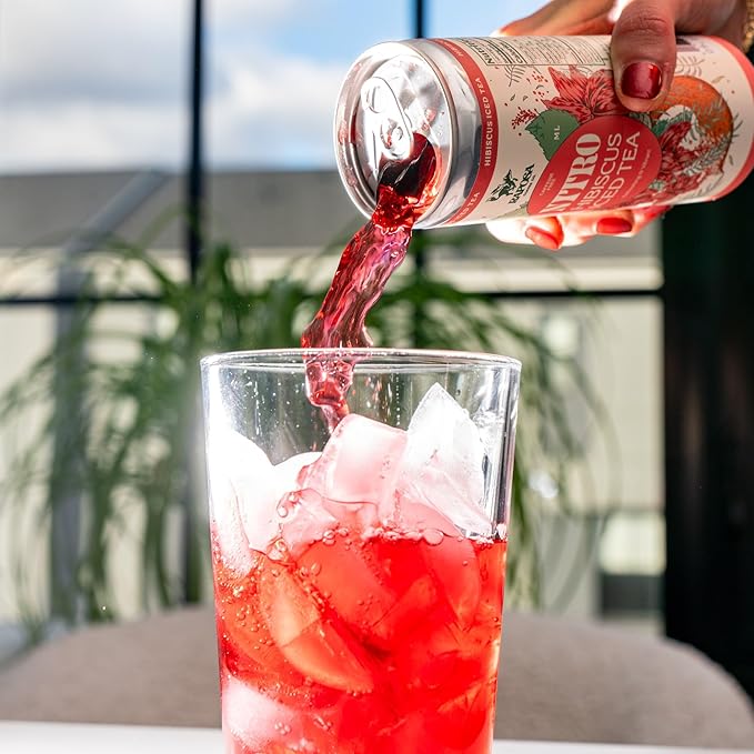 Raposa Nitro Cold Brew Hibiscus Iced Tea Ready to Drink 250ml - 8.45oz - Dairy Free - Vegan Tea Cold brew ready to drink, Non GMO, No Artificial Anything - Caffeine-Free (Hibiscus (12 Pack))