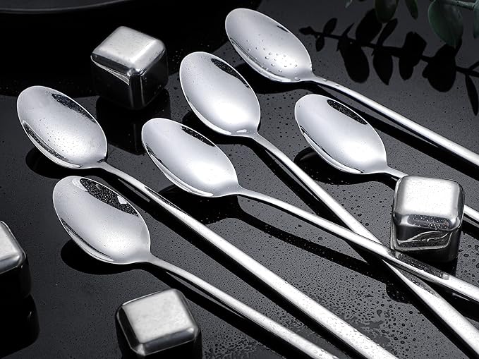 Ice Tea Spoon Set of 6 Stainless Steel Coffee Stirrers Spoons Cocktail Stir Sticks Spoons with Long Handle for Bar Coffee Cocktail