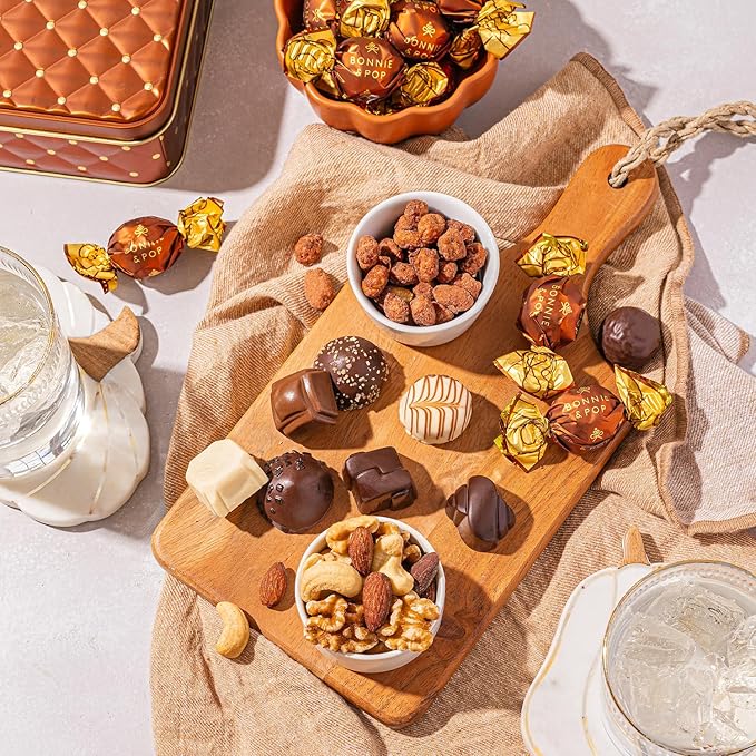 Christmas Chocolate Gift Basket- Holiday Nut and Candy Gift Box for Men, Women, Families, Corporate- Bonnie and Pop