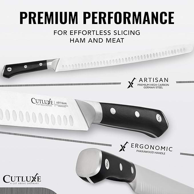Cutluxe Extra-Long 14" Slicing Carving Knife – Brisket Knife, Razor Sharp Meat and BBQ Knіfe – High Carbon German Steel – Full Tang & Ergonomic Handle Design – Artisan Series