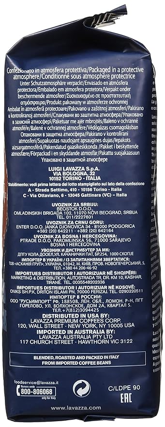 Lavazza Italian "Super Crema" Espresso Whole Bean Value Pack (3 x 2.2 lb bags)
