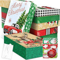 12 Extra Large Christmas Gift Wrap Boxes Bulk with Lids, 12 Tissue paper and 80 Foil Christmas gift Stickers for Wrapping Oversized Clothes (Robes, Sweater, Coat, Shirts) and Xmas Holiday Present