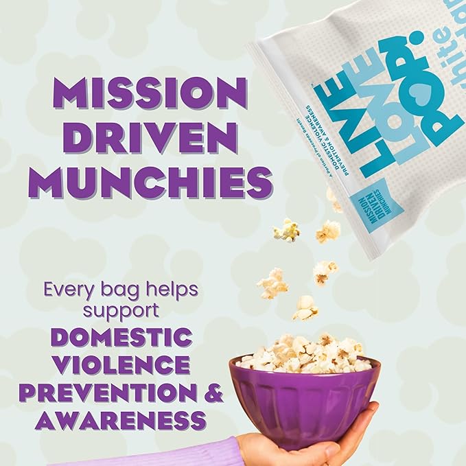 Live Love Pop White Cheddar Flavored Gourmet Popcorn, 4.4 Oz (Pack of 6), Healthy Snack, Gluten Free, Vegan & Non-GMO, Mission Driven Munchies