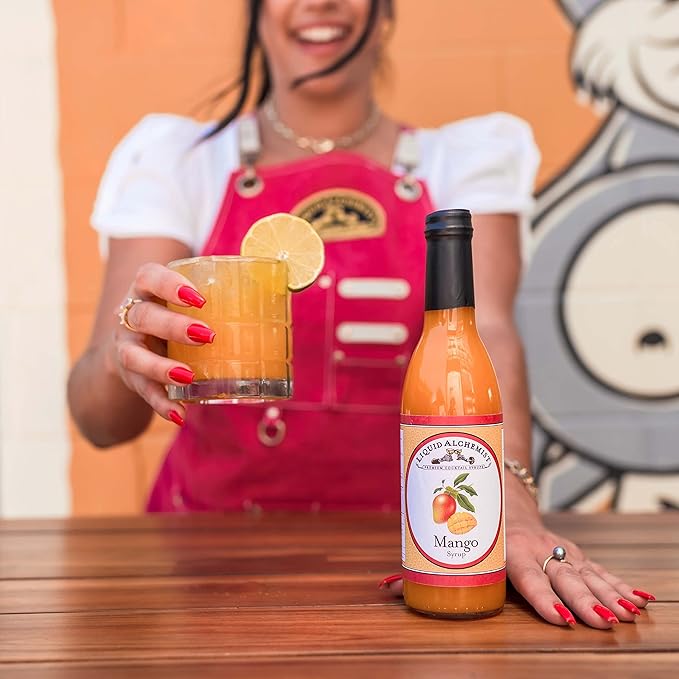 Liquid Alchemist Mango Syrup for Drinks - Real Ingredients Make our Mango Puree for Cocktails the Perfect Margarita Mix - Our Tropical Cocktail Syrup are Small Batch, Non-GMO & Vegan (25 oz)