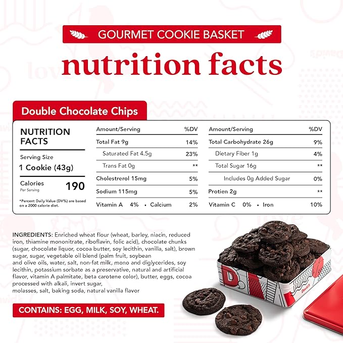 David's Cookies 1lb Double Chocolate Chunk Fresh Baked Cookies - Handmade and Gourmet Cookies - Delectable and Made with Premium Ingredients - Cookie Gift Basket - Great Gift For All Occasions