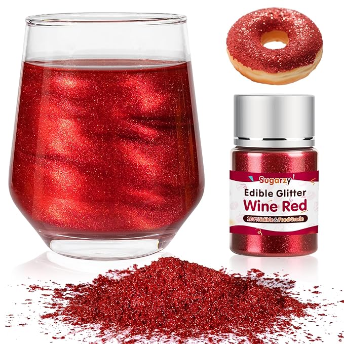 Edible Red Glitter for Drinks, Food Grade 10g Red Sprinkles Cake Decorating Supplies, Edible Luster Dust for Cocktail Beverages, Food Coloring Shimmer Powder for Baking,Cake Cupcakes Cookies Drinks Eggs Candy Strawberries Decorations,Halloween Christma...