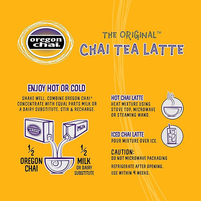 Oregon Chai Vanilla Chai Concentrate, 32 Fluid Ounce (Pack of 6)