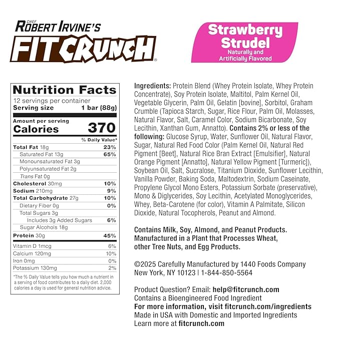 FITCRUNCH Full Size Protein Bars, 6-Layer Baked Bar, 6g of Sugar, Gluten Free & Soft Cake Core (12 Bars, Variety Pack)