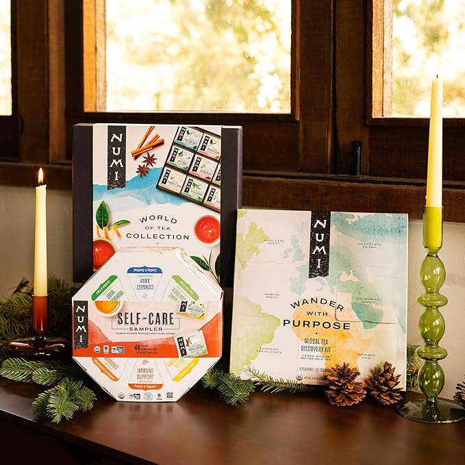 Numi Organic Tea Self-Care Sampler, Herbal Tea Gift Set, 40 Tea Bags Assortment