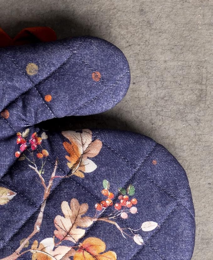 Maison d' Hermine Oven Gloves 100% Cotton Oven Mitt 7" x 13" with Loop Heat Resistant, BBQ, Cooking Gloves, Baking, Grilling, Kitchen, Handling Hot Pans (Pack of 1, Kelim - Infinity)