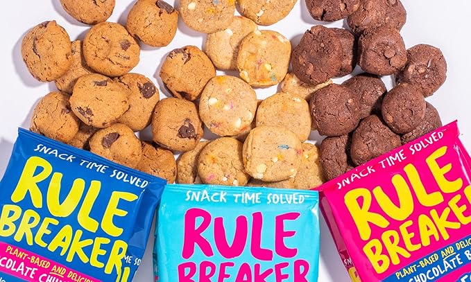 Rule Breaker Vegan & Gluten-Free Cookies | Chocolate Chip Bites | Plant-Based, Dairy, Nut, Soy, Allergen Free, Kosher | Great For School, Office, Pantry | Soft-Baked School Snacks for Kids and Adults (Pack of 6)