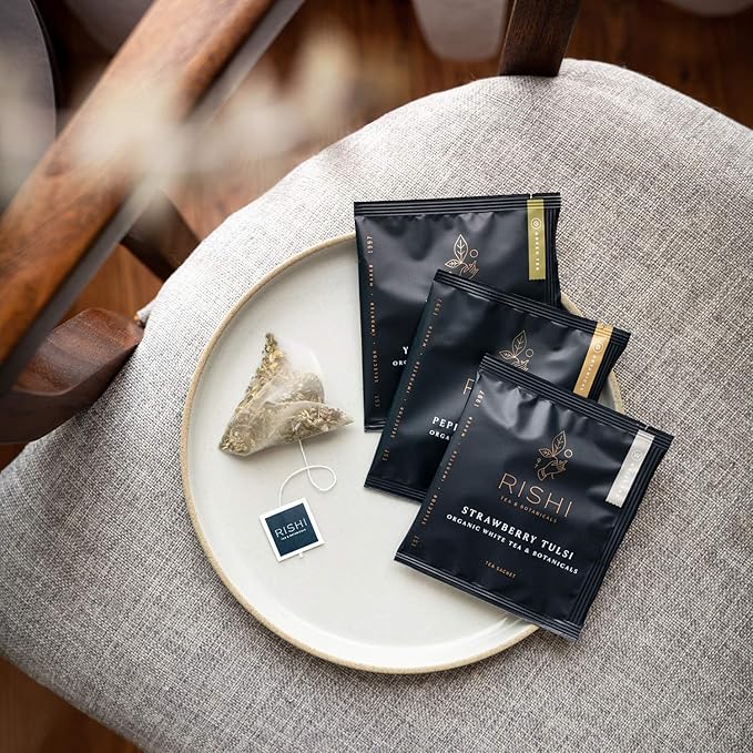 Rishi Tea Masala Chai Black Sachet Tea Bag Blend - Organic, Assam with Whole Spices, Energizing & Caffeinated - 50 Count