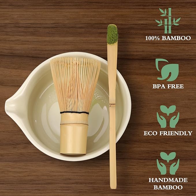 Matcha Whisk Set Matcha Whisk Matcha Set with Holder Bamboo Whisk Scoop Spoon Unique Gifts for Ceremony Gift Japanese Tea Tools for Tea Enthusiasts Green