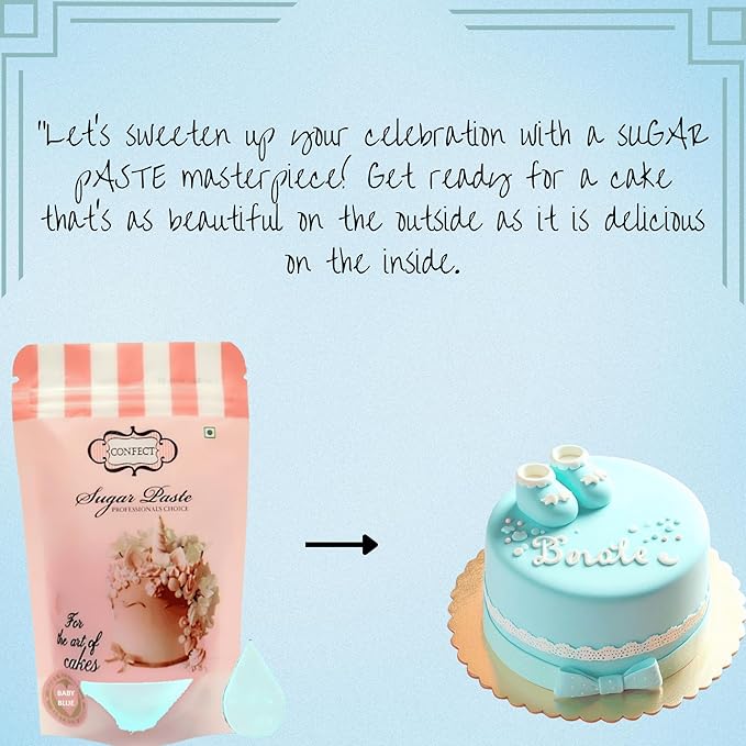 Confect Baby Blue Fondant for Cake Decorating Fondant, Smooth & Ready-to-Use Icing for Christmas Cakes, Cupcakes & Holiday Desserts | Vegan, Gluten-Free, Nut-Free, Palm Oil-Free – 8.8 Oz