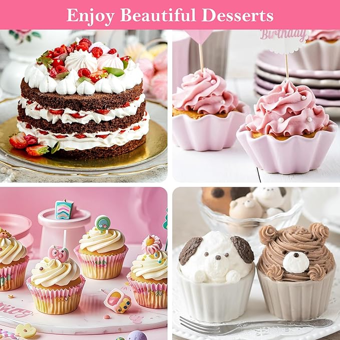Dessert Decorating Syringe Set,Stainless Steels Cake Decorating Kit,Frosting Piping Kit,Cake Decorating Gun,Icing Piping Kit with 6 Piping Tips 9 Cupcakes 1 Brush & 12 Cookie Cutters