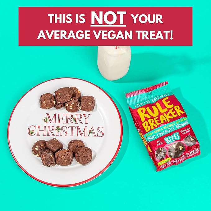 Rule Breaker Vegan & Gluten-Free Cookies | Mint Chocolate Brownie Bites |Plant-Based, Dairy, Nut, Soy, Allergen Free, Kosher | Soft-Baked School Snacks for Kids and Adults (Pack of 3)