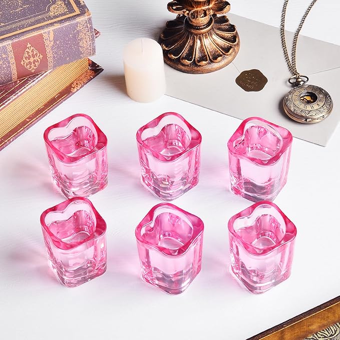 Shot Glasses, 2oz Heavy Base Set of 6 - Pink, Heart Shaped, Square - Cute Bar Cart Accessories