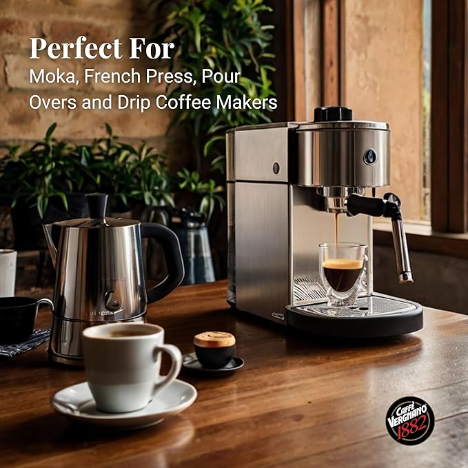 Caffe Vergnano 1882 Antica Bottega Whole Bean Arabica Medium Roast Espresso, 2.2 lbs Bag - Italian Coffee Beans with notes of Chocolate, Nuts & Caramel, Intensity 5/10-1000g Bag