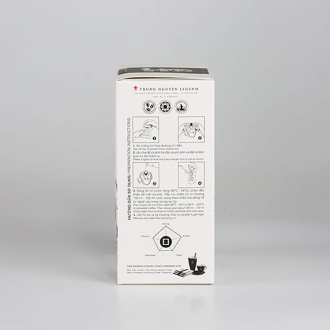 TRUNG NGUYEN LEGEND FUSION BLEND Signature Hand Drip Coffee Bag, Single-Served Pour Over Coffee, Portable Filter Bag for Travelling, Camping, Rich Flavourful Taste (10 Packets/Box)