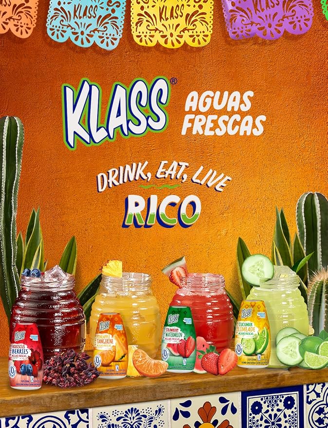 Klass Aguas Frescas | Liquid Water Enhancer | Sugar Free Naturally Flavored Hubiscus Berries, Keto Friendly |1.62 Oz Pack of 4 (Makes 24 servings each) 0 Calories Per Serving