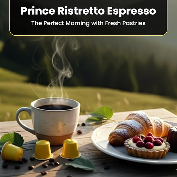 Prince Caffe Espresso Pods – Ristretto Intensity 10, Dark Roast, The Espresso Coffee Pods Are Compatible with Nespresso Original Line Machines, 30 Count (3 x 10 Capsules) Premium Quality Coffee Capsules.
