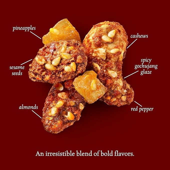 Sahale Snacks Gochujang Almonds Glazed Mix, 1.5 oz Bags (18 Packs) - Dry-Roasted Deluxe Mixed Nuts Inspired By Traditional Korean BBQ - Non-GMO, Kosher, & Certified Gluten-Free Snacks