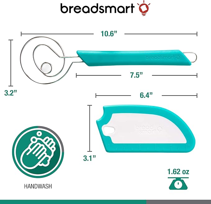 Artisan Bread Whisk and Bench Scraper Duo - Essential Dough Mixer Tools - Sourdough Bread Baking Supplies