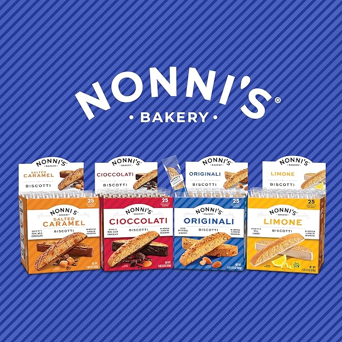 Nonni's Limone Lemon-Iced Biscotti Cookies – Individually Wrapped Italian Tea-Time Snack, Crunchy Twice-Baked, 110 Cal Each, 21.5 oz Carton
