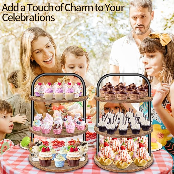 Cupcake Stand, Wooden Cupcake Stand for 100 Cupcakes 3 Tier Large Dessert Table Display Set Cupcake Tower Tiered Tray Stand Serving Tray for Party Supplies Vendor Display Farmhouse Decor