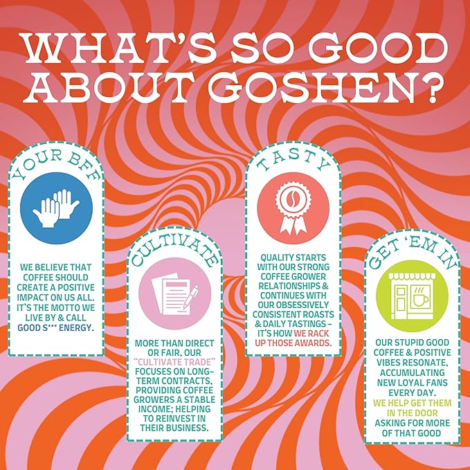Goshen Coffee Roasters Whole Bean Bright Eyed Breakfast Blend | Light Roast, Brewed or Espresso | Award-Winning - Natural and Washed | Vibrant, Almond, Brown Sugar Flavors | 2 Lb Bag