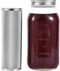 UPTRUST Durable Glass Cold Brew Mason Jar Iced Coffee Maker, 64 oz (2 Quart), Heavy Duty Stainless Steel Filter for Iced Brew Coffee, Lemonade, Ice Tea, Homemade Fruit Drinks Container